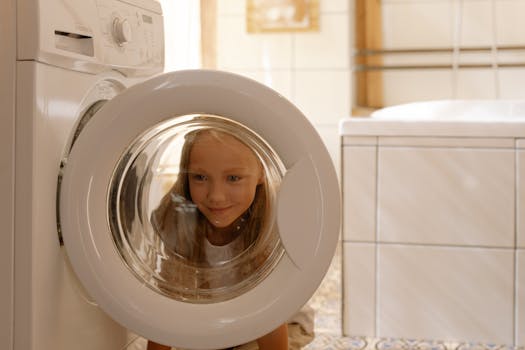 a child helping with cleaning