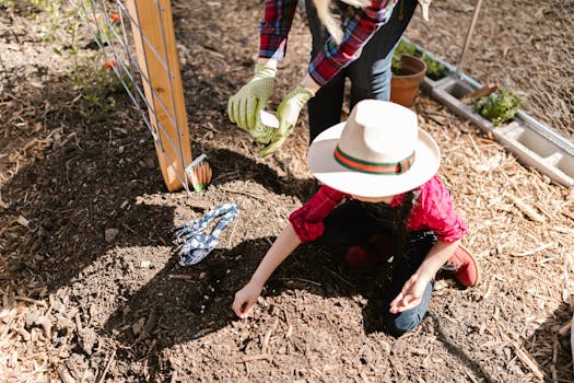 children planting seeds in the garden