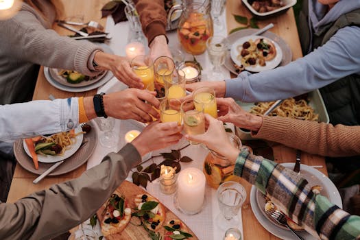 family gathering with reusable tableware