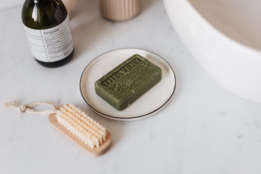 a clean and fresh bathroom with natural products