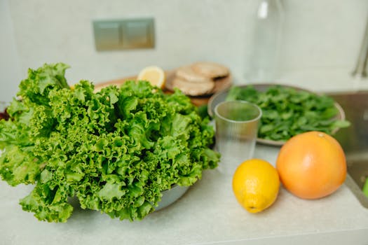 colorful organic ingredients on a kitchen counter