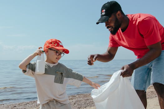 Family reducing plastic waste together