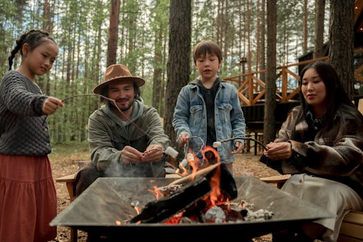 family camping in nature