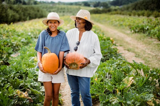 family working together in a community garden