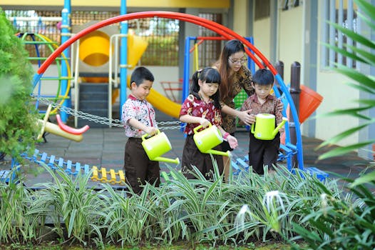 Children gardening in school