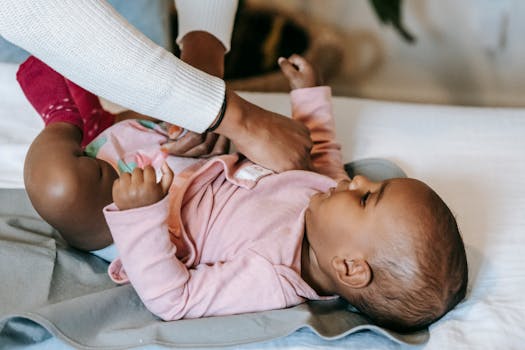 happy baby in cloth diaper