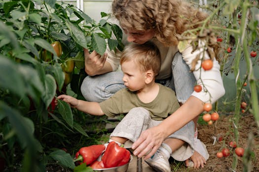 family gardening together