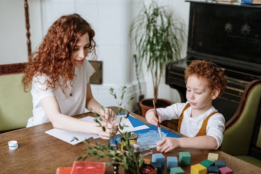 family crafting together