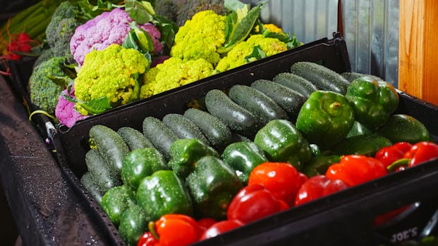 vibrant farmer’s market with fresh produce