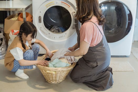 children helping with cleaning