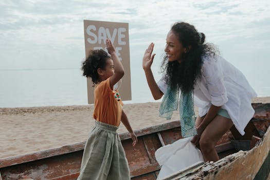 family participating in marine conservation