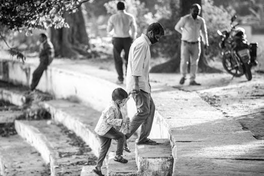 family volunteering at a park