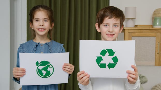 children learning about recycling