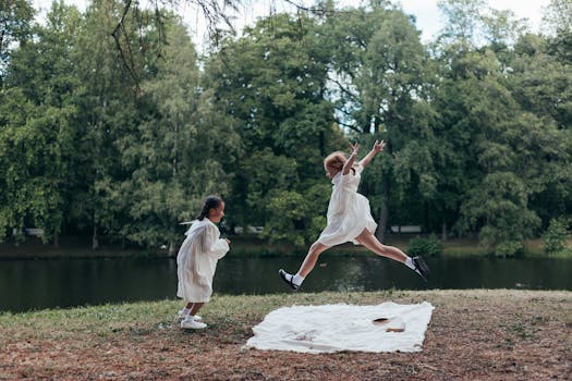 Kids playing in a green park