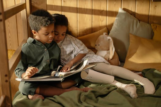 family reading together