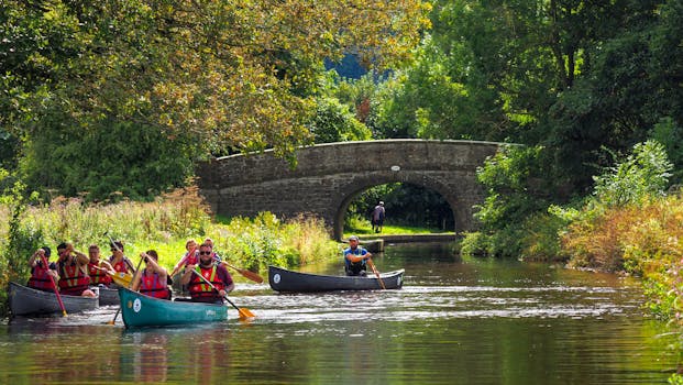 Family kayaking on a river