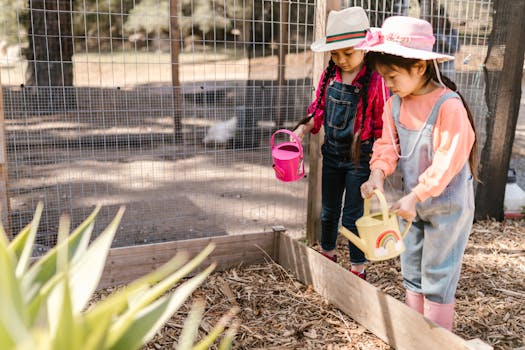 children gardening