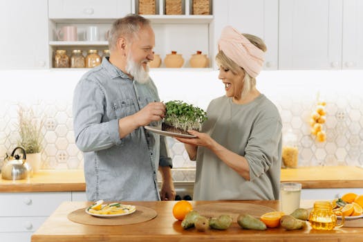 family enjoying a meal with homegrown vegetables