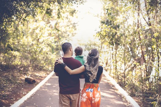 happy family walking