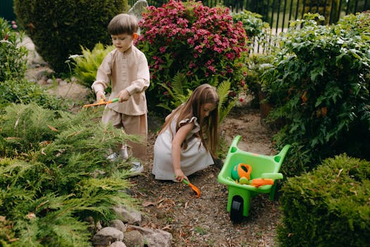 family engaging in gardening