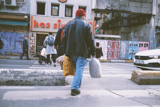 family shopping with reusable bags